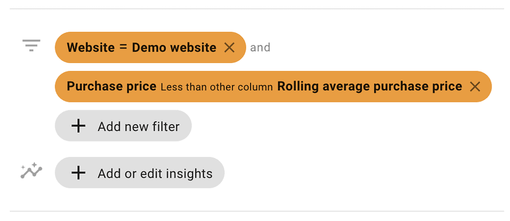 comparison filter